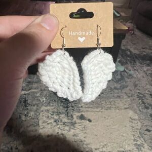 Handmade White Crochet Earrings